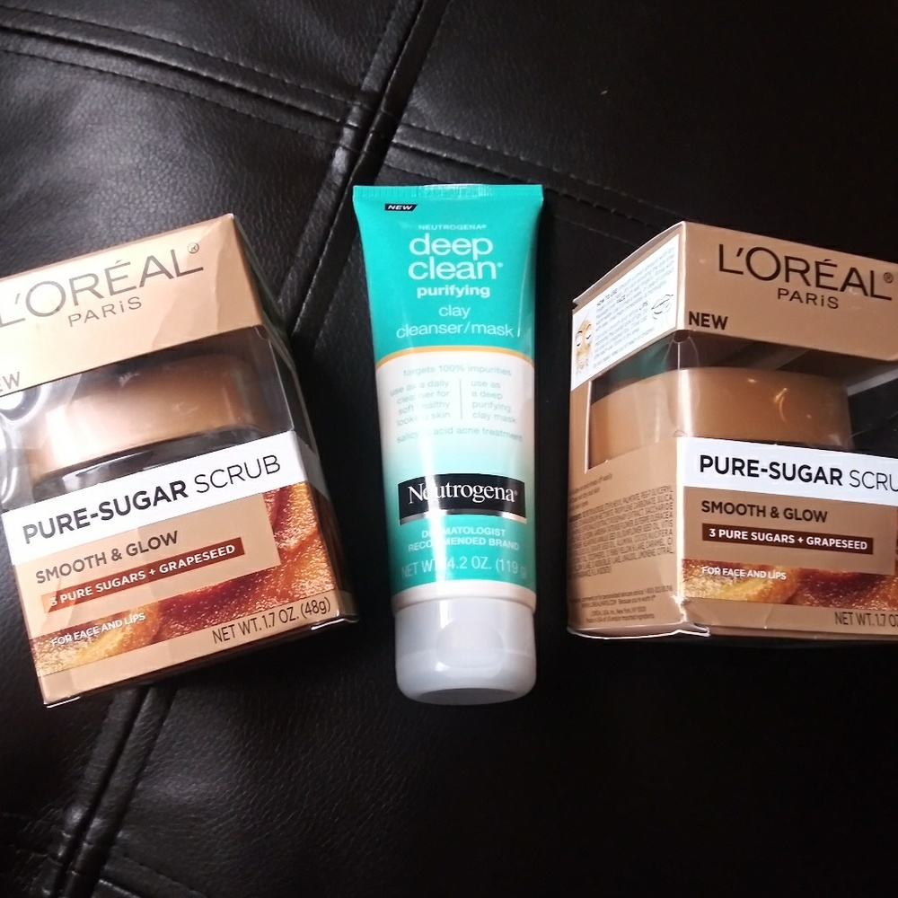 L'oreal Paris sugar scrub&Neutrogena cleanser/mask